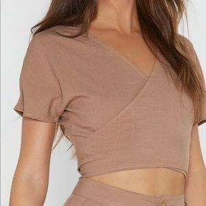 Nasty Gal Tops - NASTY GAL BEIGE WRAP CROP TOP Nasty Gal Tops - NASTY GAL BEIGE WRAP CROP TOP